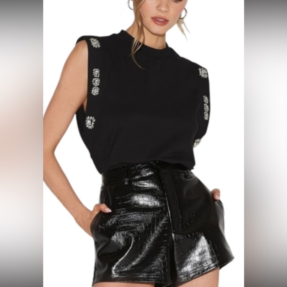 NEW The NOLI Shop Dylan crystal tank top in black,M - Picture 2 of 7